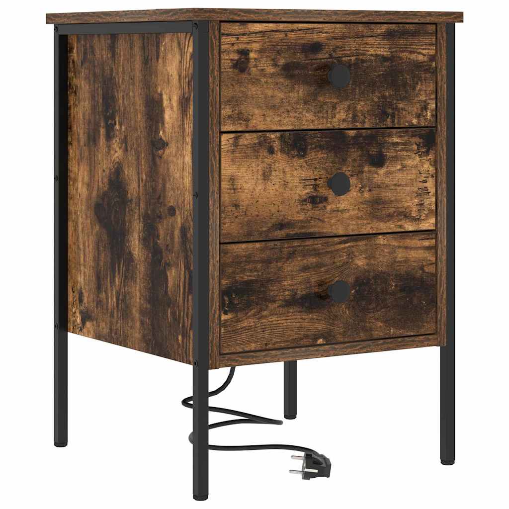 Nattbordskap 2 pcs Røkt eik 42 x 41 x 61 cm Konstruert tre