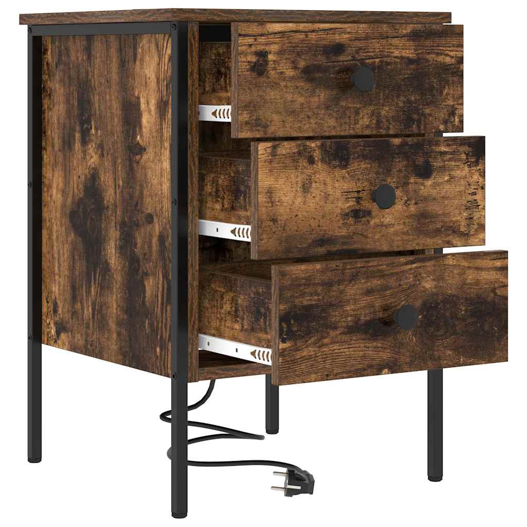 Nattbordskap 2 pcs Røkt eik 42 x 41 x 61 cm Konstruert tre