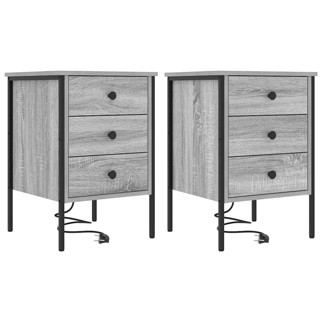 Nattbordskap 2 pcs Grå Sonoma 42 x 41 x 61 cm Konstruert tre