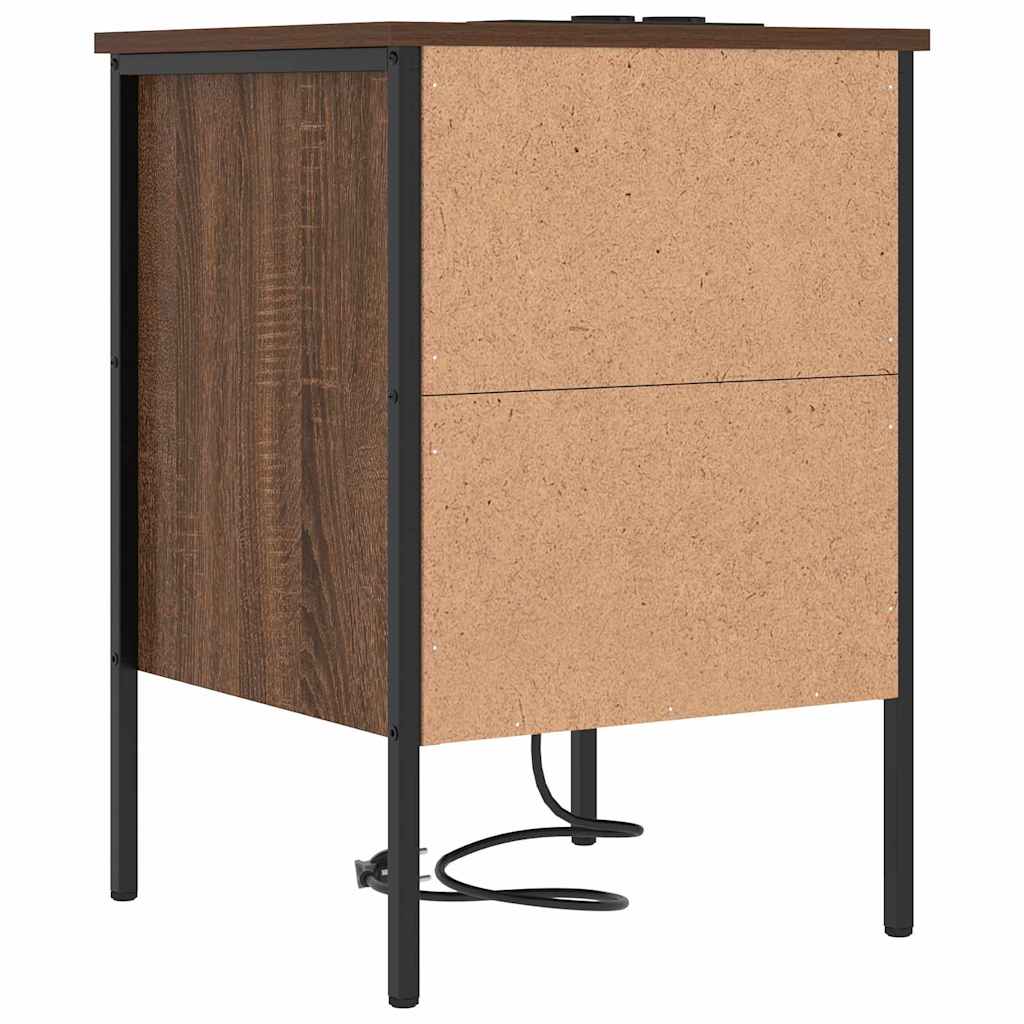 Nattbordskap med skuff Brun Eik 42 x 41 x 61 cm Konstruert tre