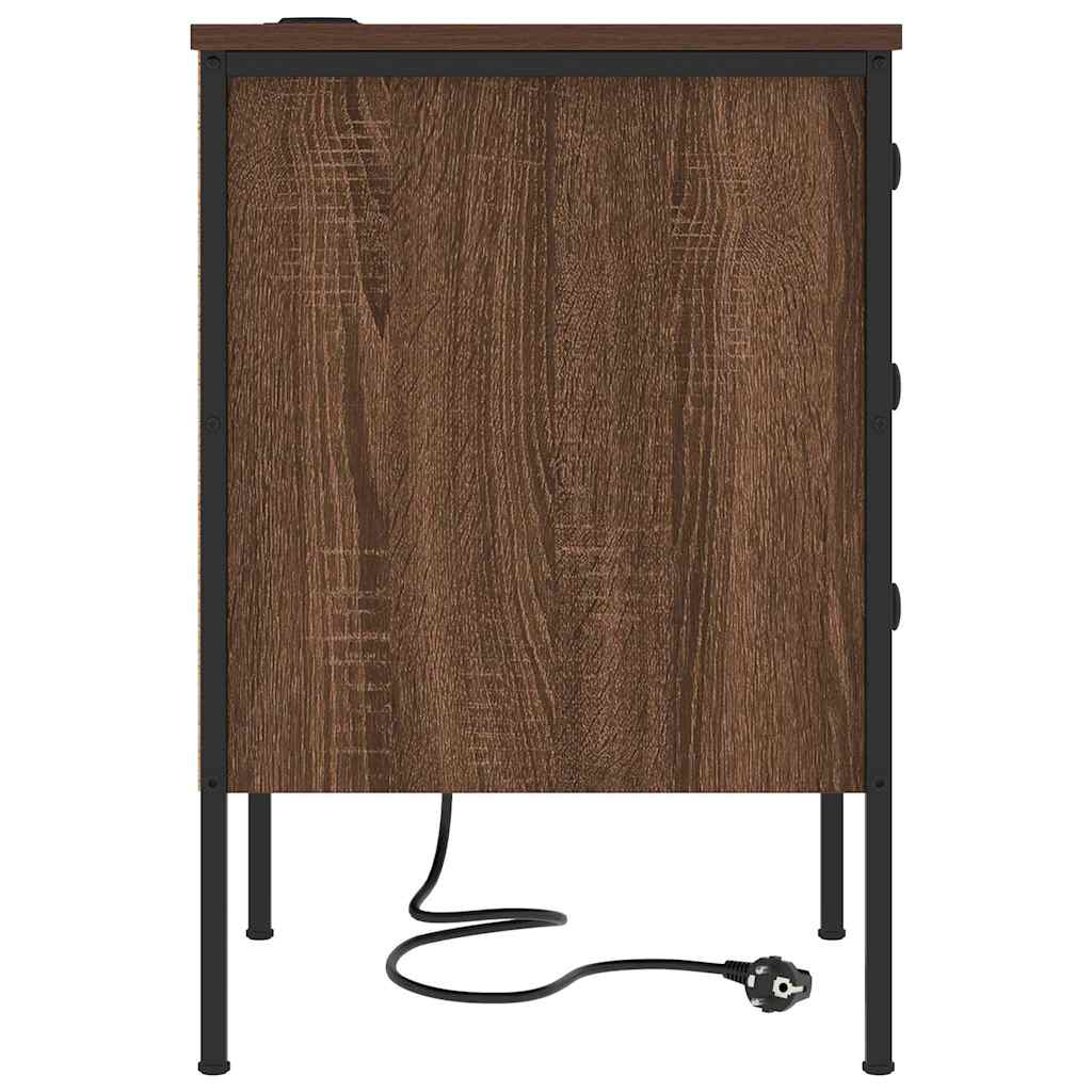 Nattbordskap med skuff Brun Eik 42 x 41 x 61 cm Konstruert tre