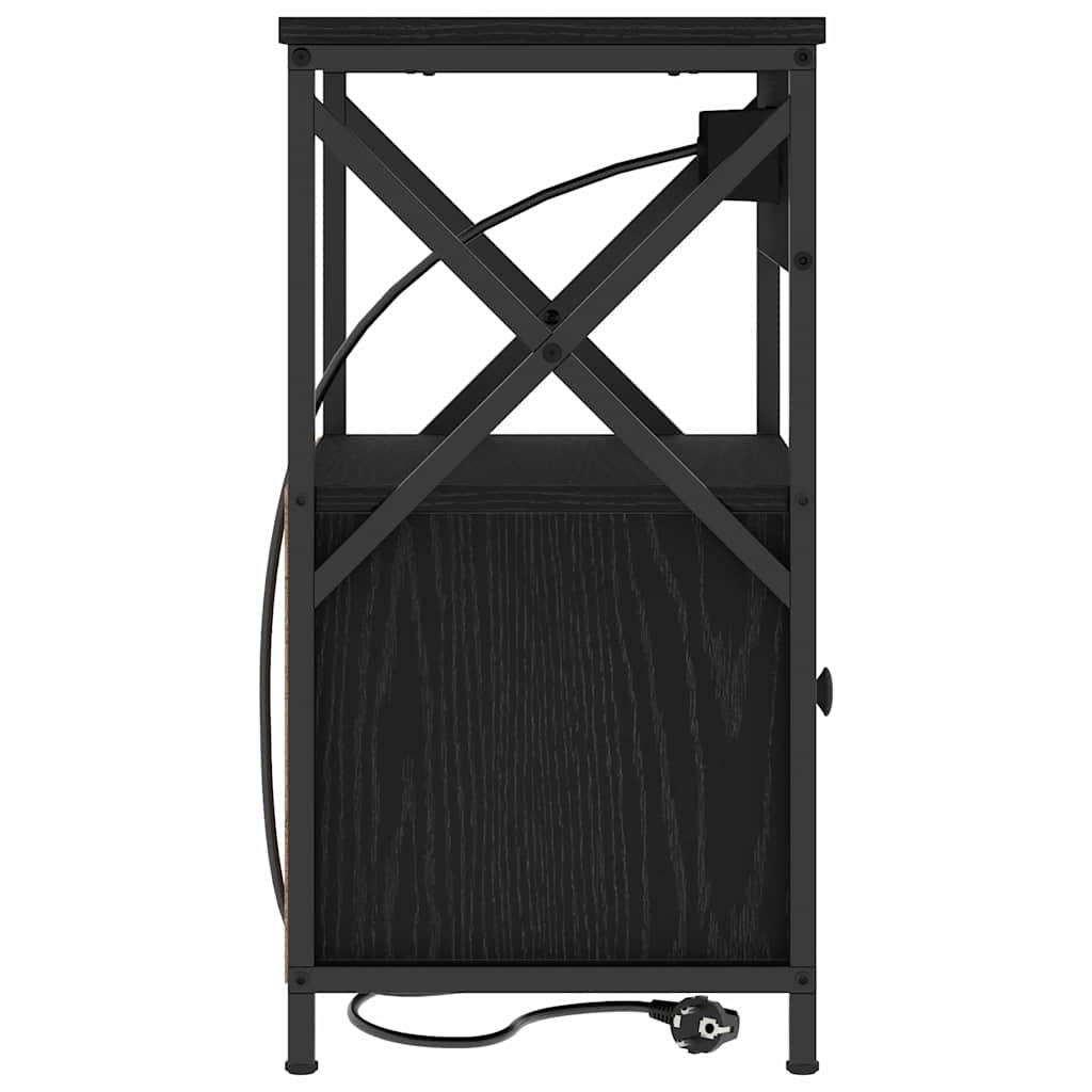Nattbordskap med skuff Svart Eik 40 x 31 x 60 cm Konstruert tre