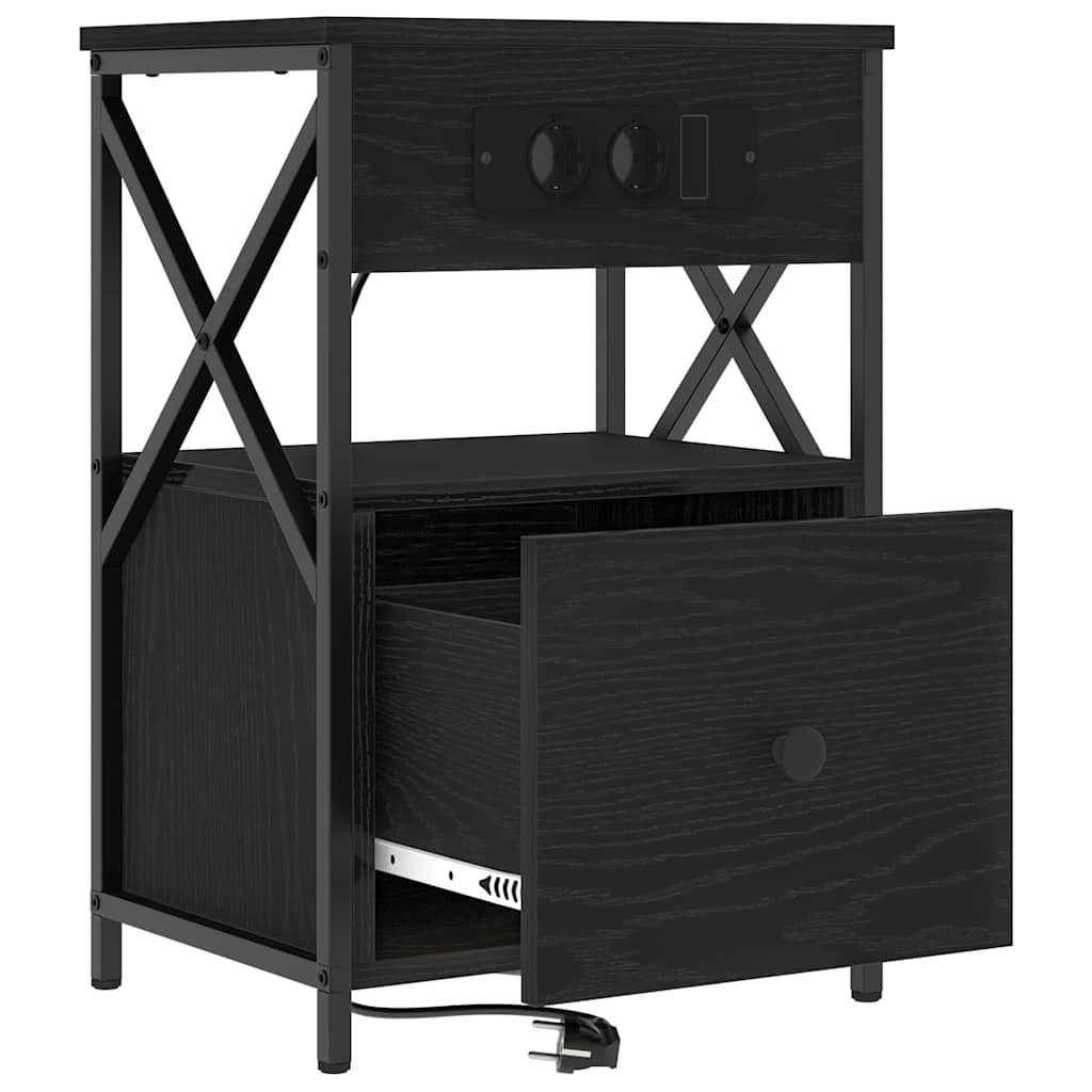 Nattbordskap 2 pcs Svart eik 40 x 31 x 60 cm Konstruert tre