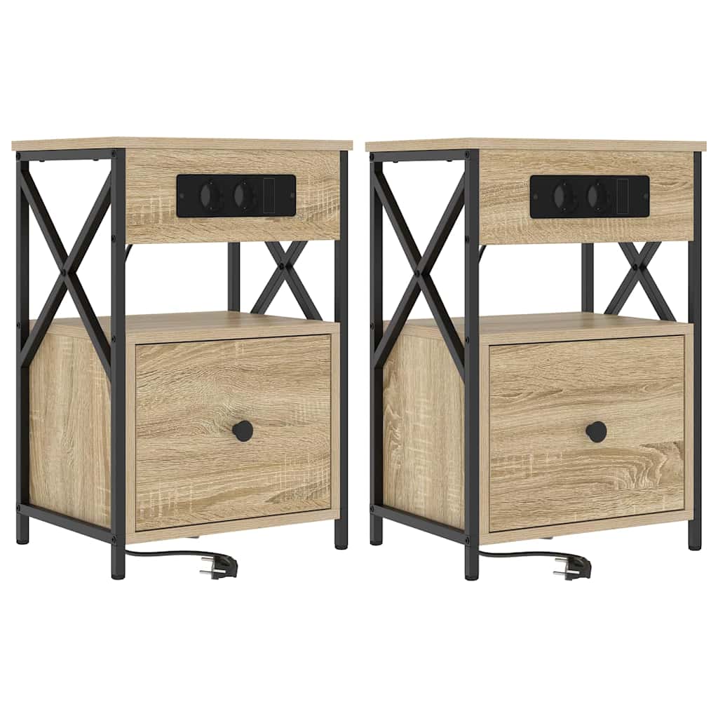 Nattbordskap 2 pcs Sonoma eik 40 x 31 x 60 cm Konstruert tre