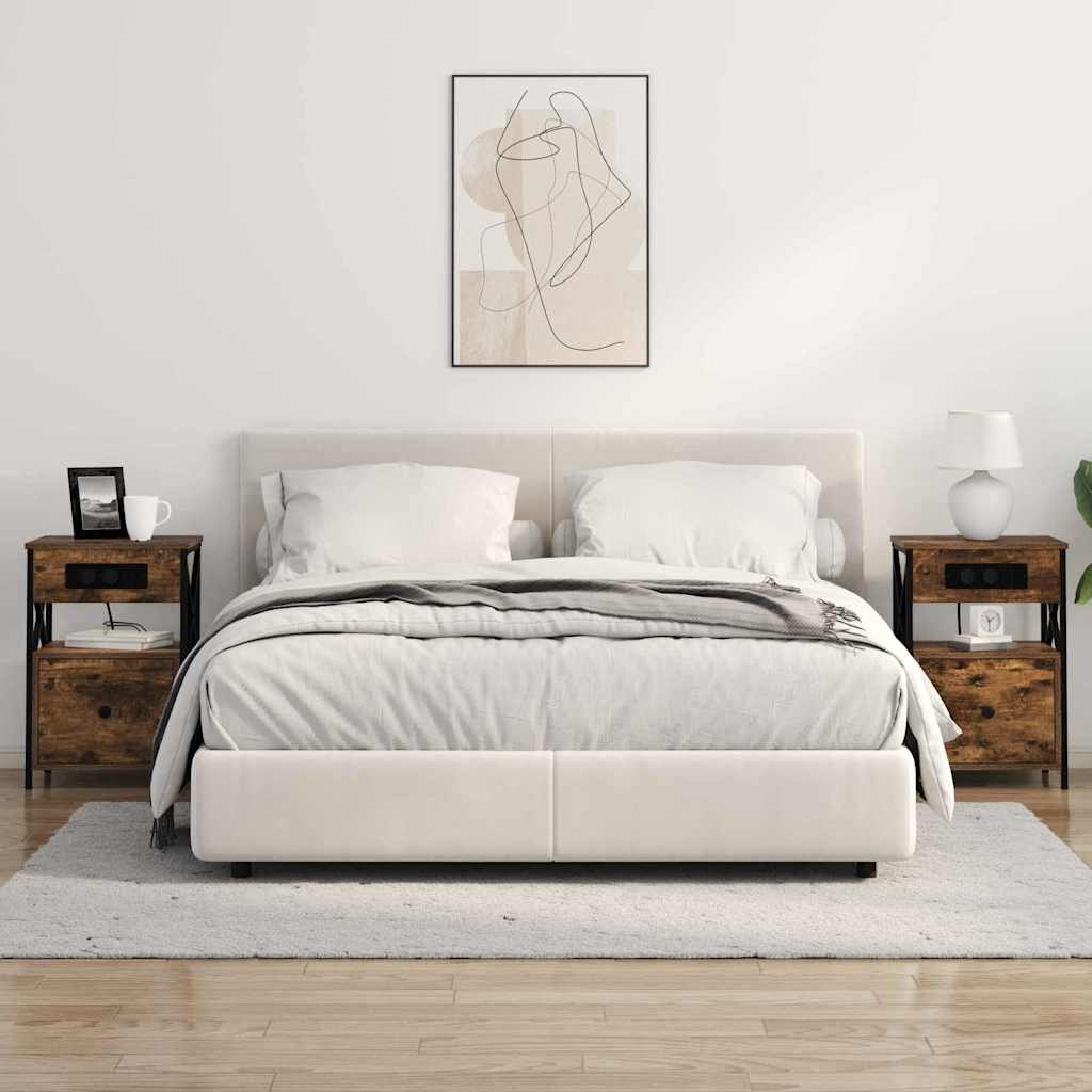 Nattbordskap med skuff Røkt eik 40 x 31 x 60 cm Konstruert tre