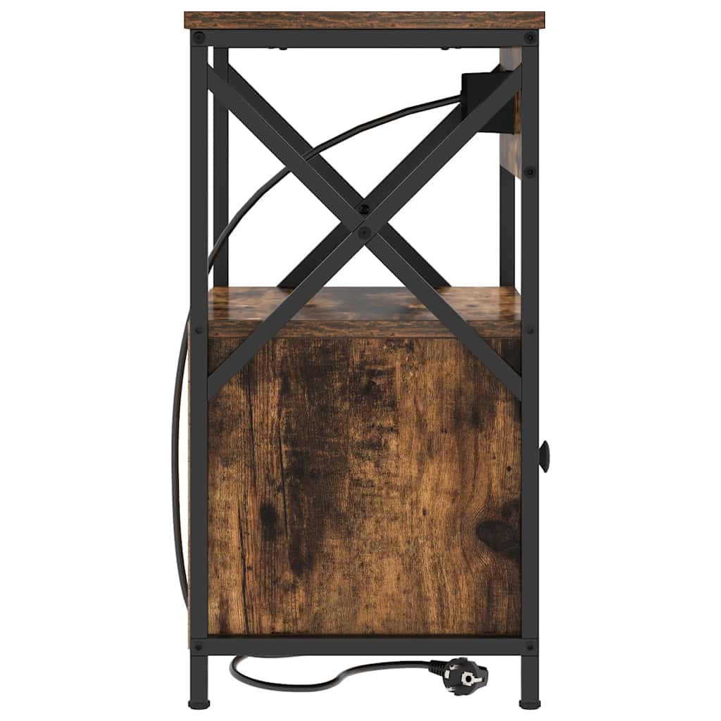 Nattbordskap 2 pcs Røkt eik 40 x 31 x 60 cm Konstruert tre