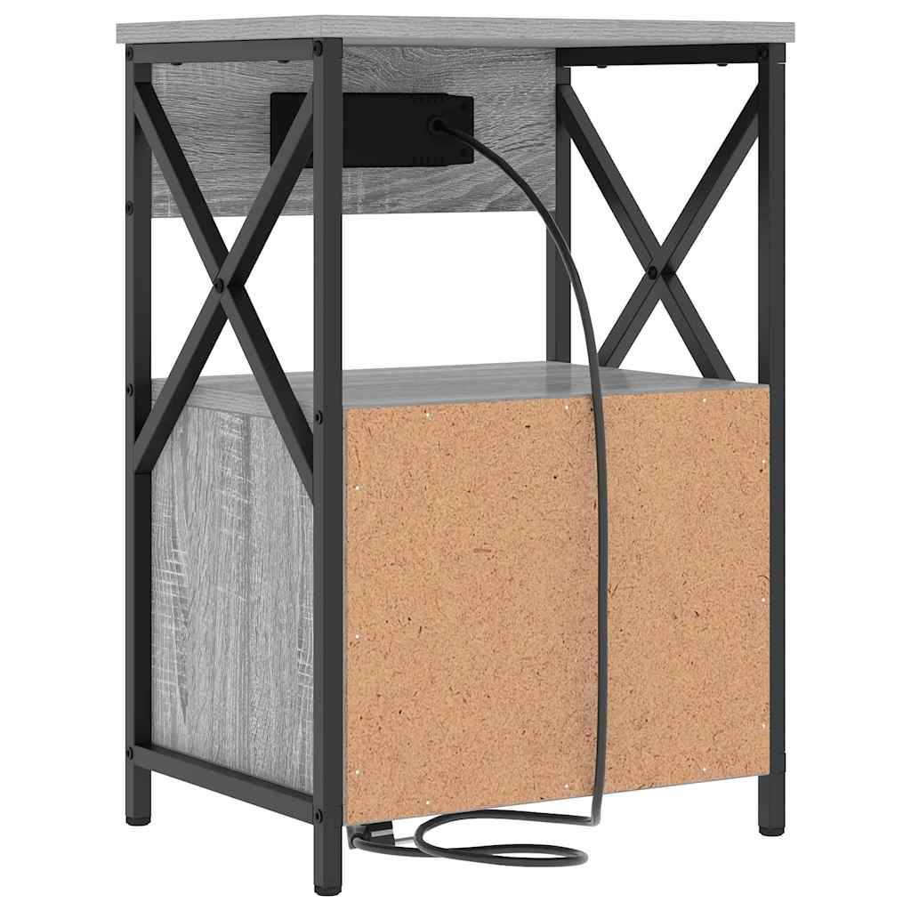 Nattbordskap 2 pcs Grå Sonoma 40 x 31 x 60 cm Konstruert tre