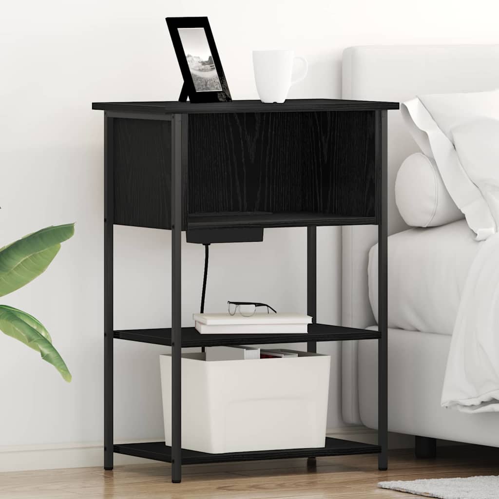 Nattbordskap Svart eik 55 x 31 x 76 cm Konstruert tre