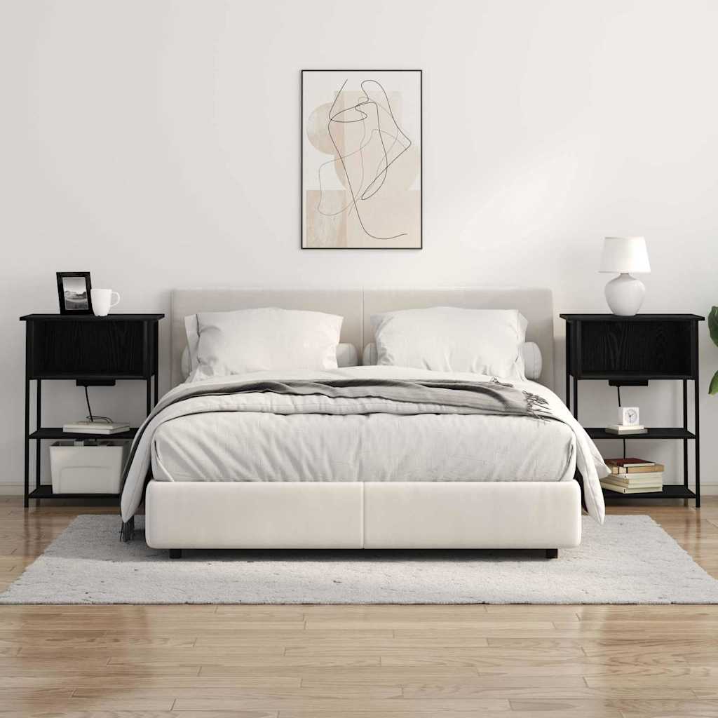 Nattbordskap Svart Eik 55 x 31 x 76 cm Konstruert tre