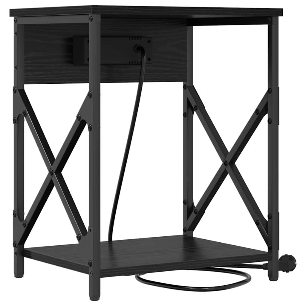 Nattbordskap Svart Eik 41 x 31 x 51 cm Konstruert tre