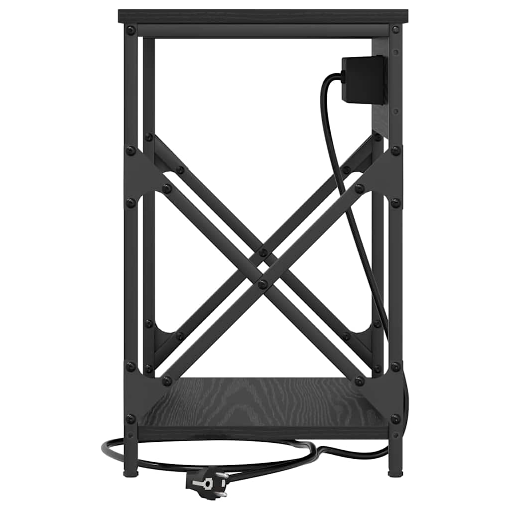 Nattbord med ladestasjon Svart eik 41 x 31 x 51 cm