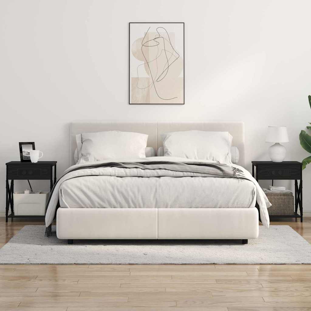 Nattbord med ladestasjon 2 pcs Svart eik 41 x 31 x 51 cm