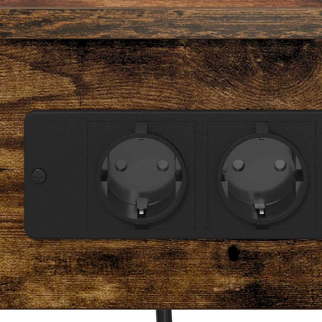 Nattbord med ladestasjon 2 pcs Røkt eik 41 x 31 x 51 cm