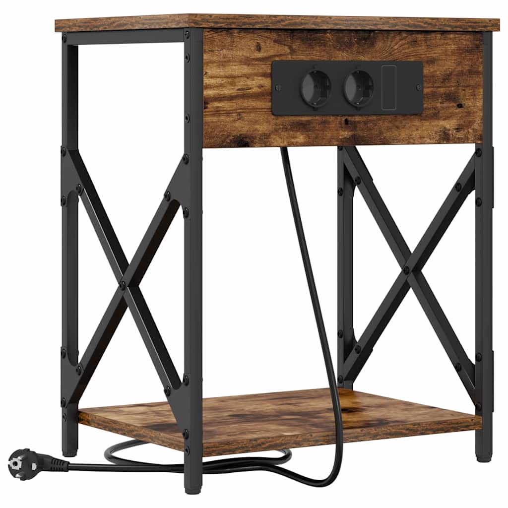 Nattbordskap 2 pcs Røkt eik 41 x 31 x 51 cm Konstruert tre