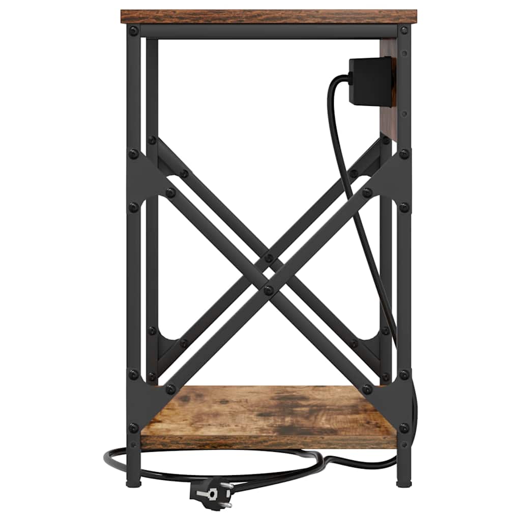 Nattbord med ladestasjon 2 pcs Røkt eik 41 x 31 x 51 cm