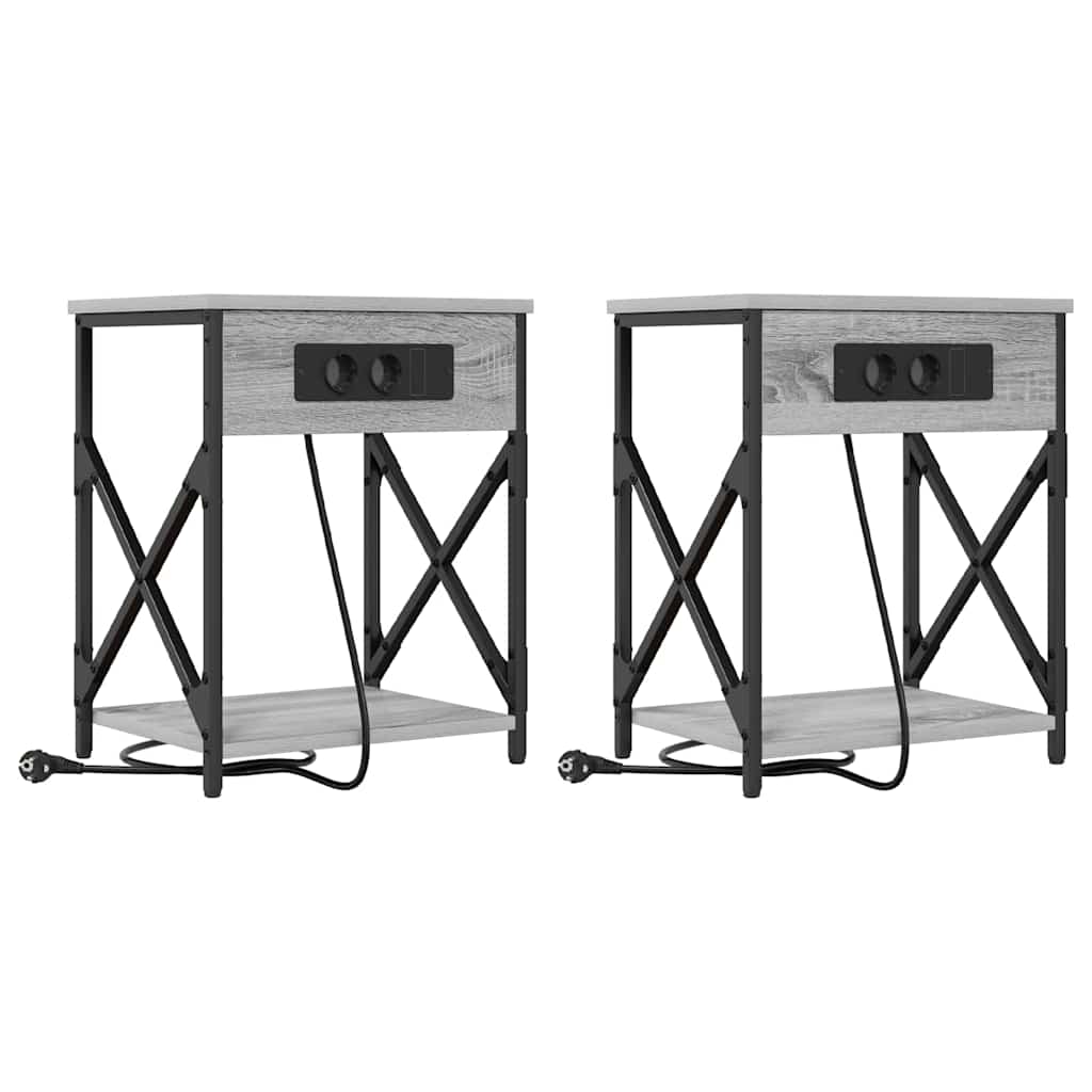 Nattbordskap 2 pcs Grå Sonoma 41 x 31 x 51 cm Konstruert tre