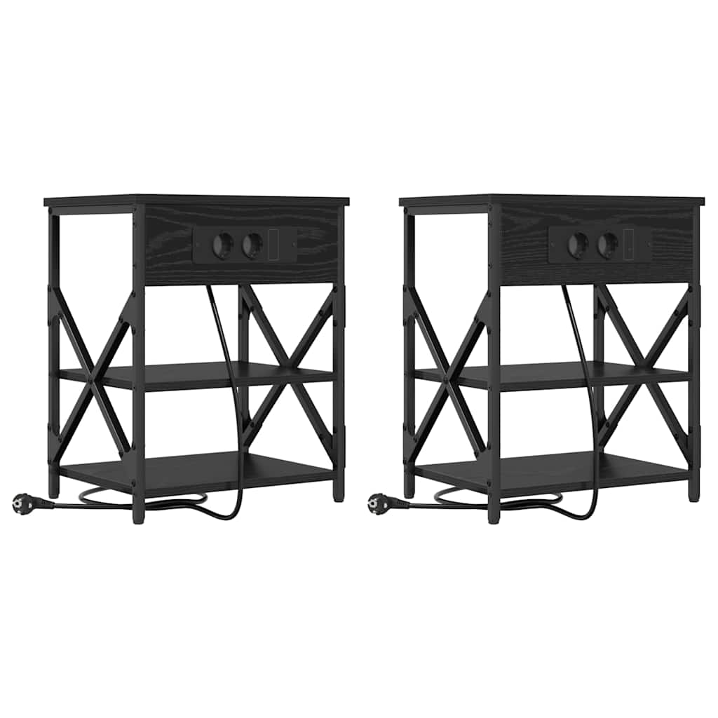 Nattbordskap 2 pcs Svart Eik 41 x 31 x 51 cm Konstruert tre