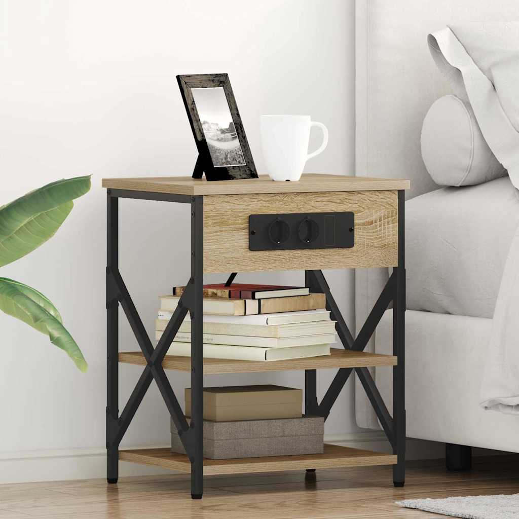 Nattbordskap 2 pcs Sonoma eik 41 x 31 x 51 cm Konstruert tre
