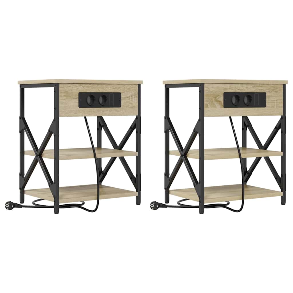 Nattbordskap 2 pcs Sonoma eik 41 x 31 x 51 cm Konstruert tre