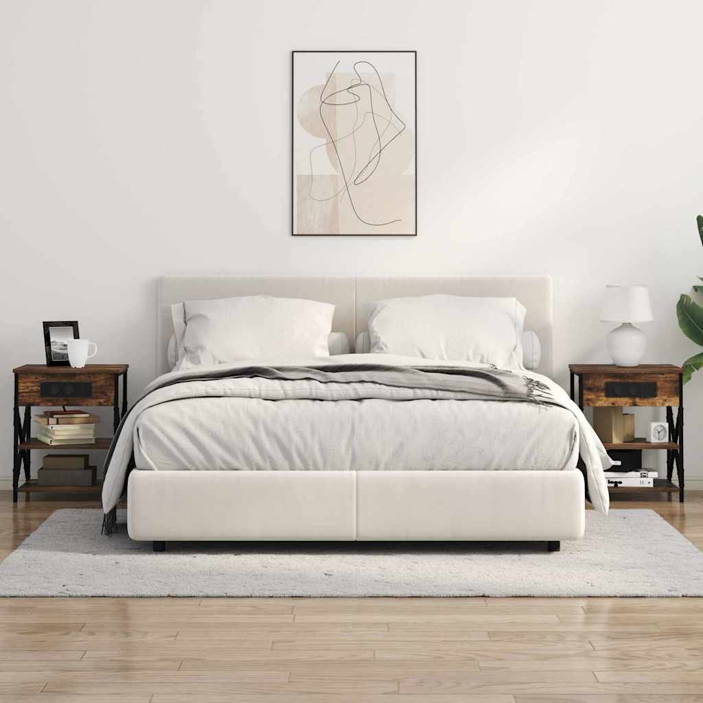 Nattbord med ladestasjon med hylle Røkt eik Konstruert tre