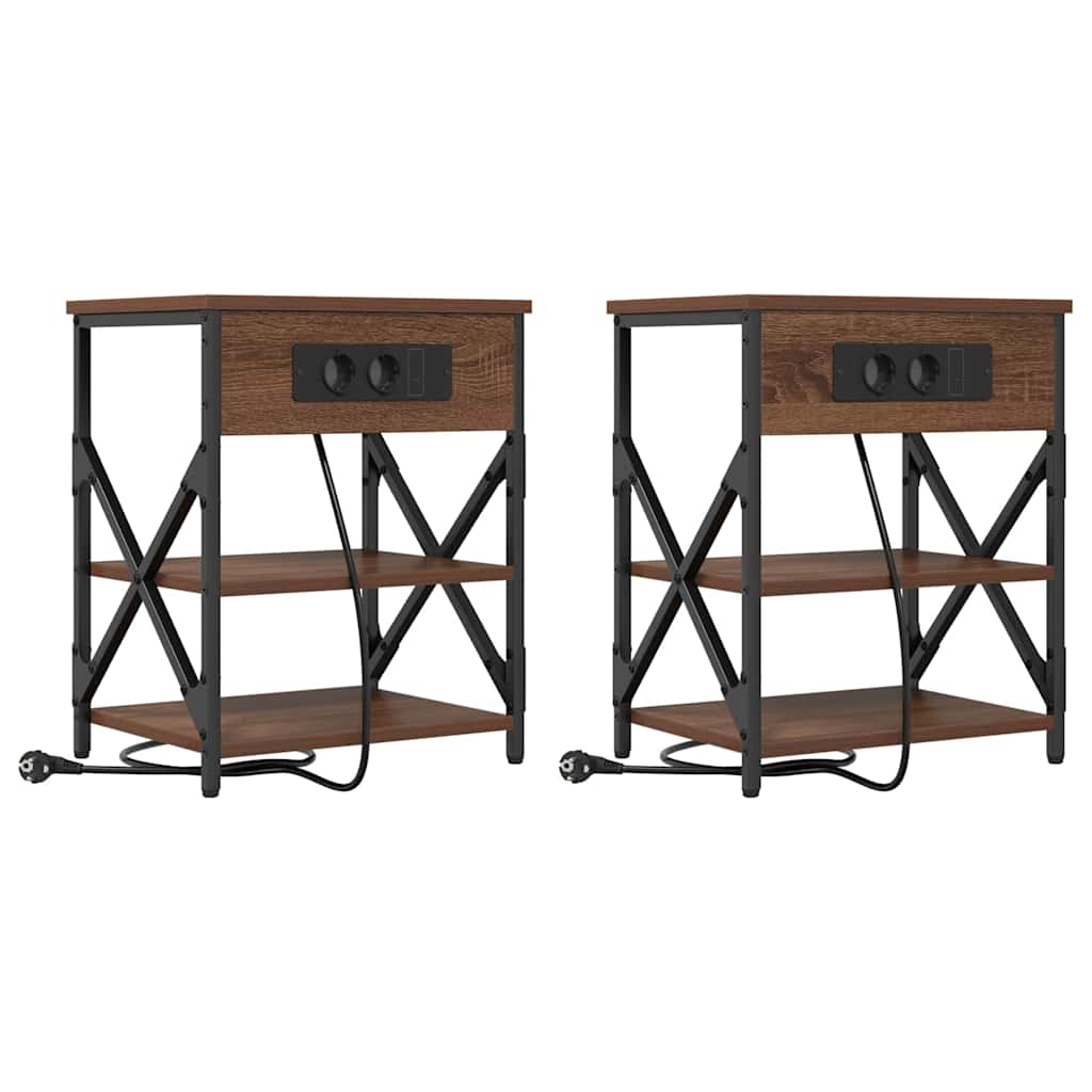 Nattbordskap 2 pcs Brun Eik 41 x 31 x 51 cm Konstruert tre