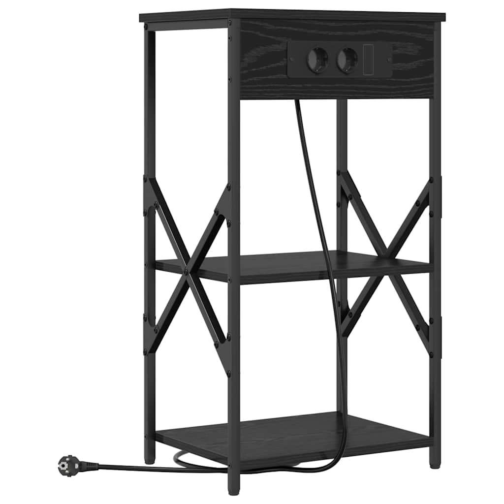 Nattbordskap med hylle Svart Eik 41 x 31 x 76 cm Konstruert tre