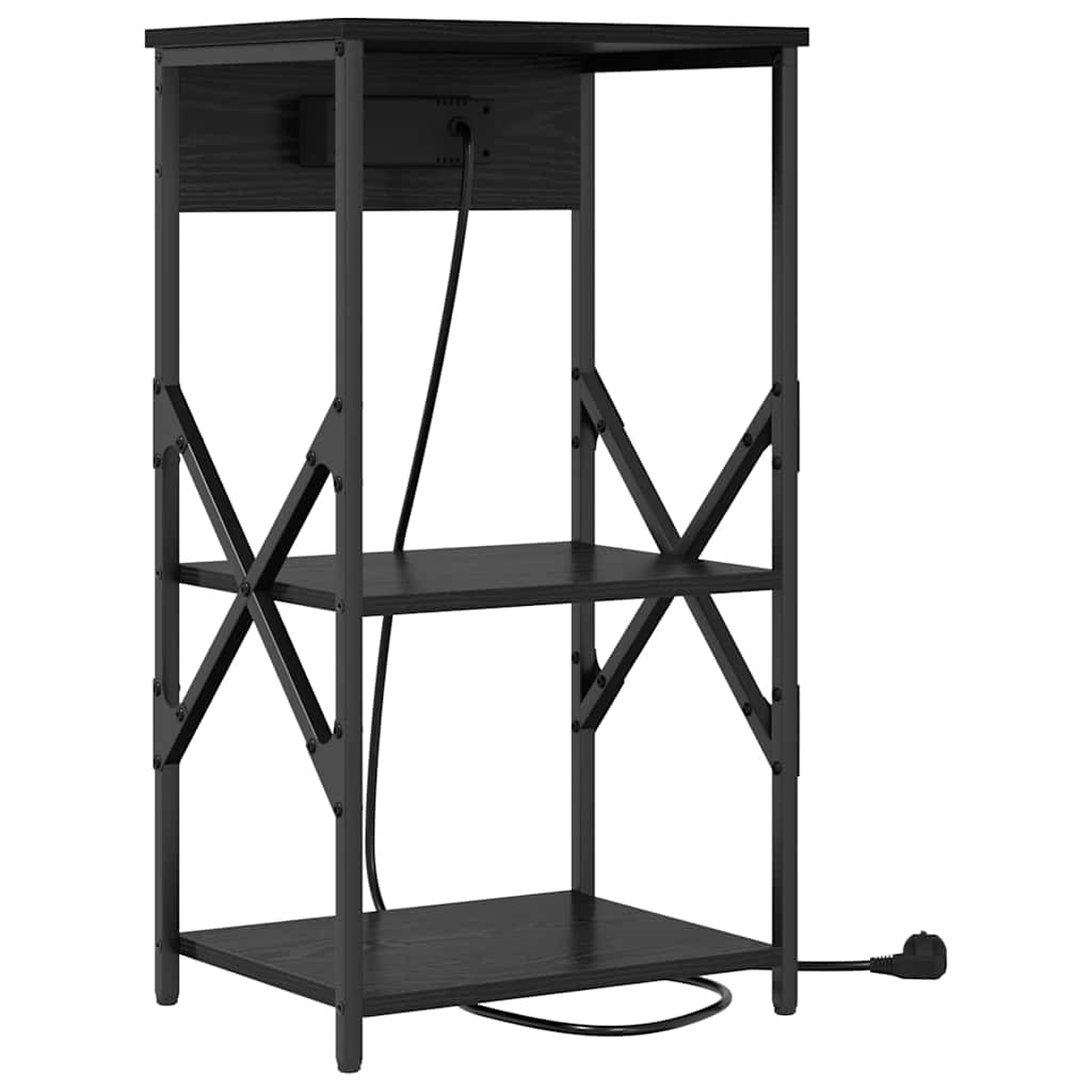 Nattbordskap med hylle Svart Eik 41 x 31 x 76 cm Konstruert tre