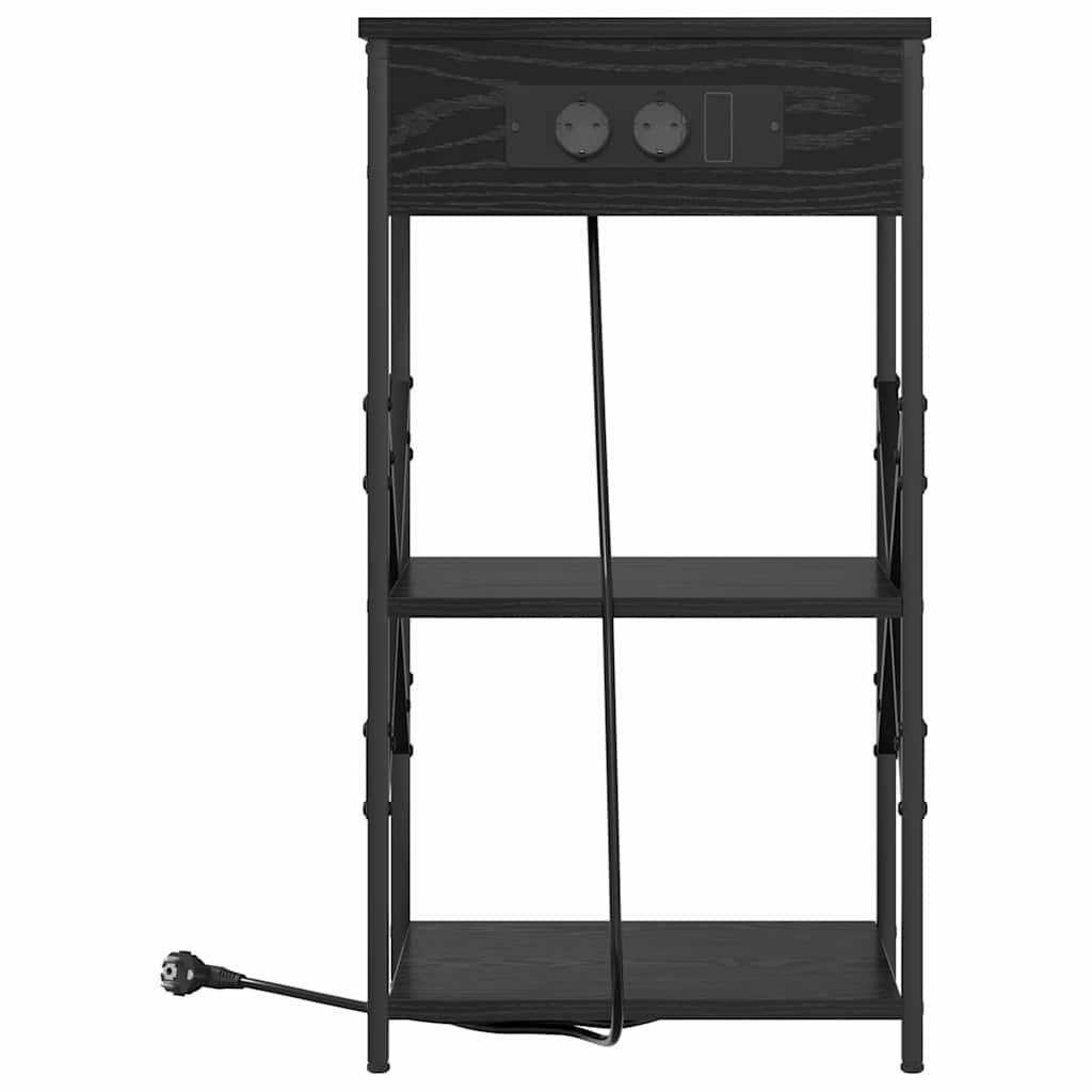 Nattbordskap med hylle Svart Eik 41 x 31 x 76 cm Konstruert tre