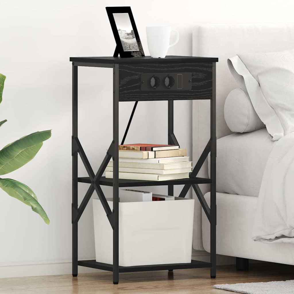 Nattbordskap 2 pcs Svart eik 41 x 31 x 76 cm Konstruert tre