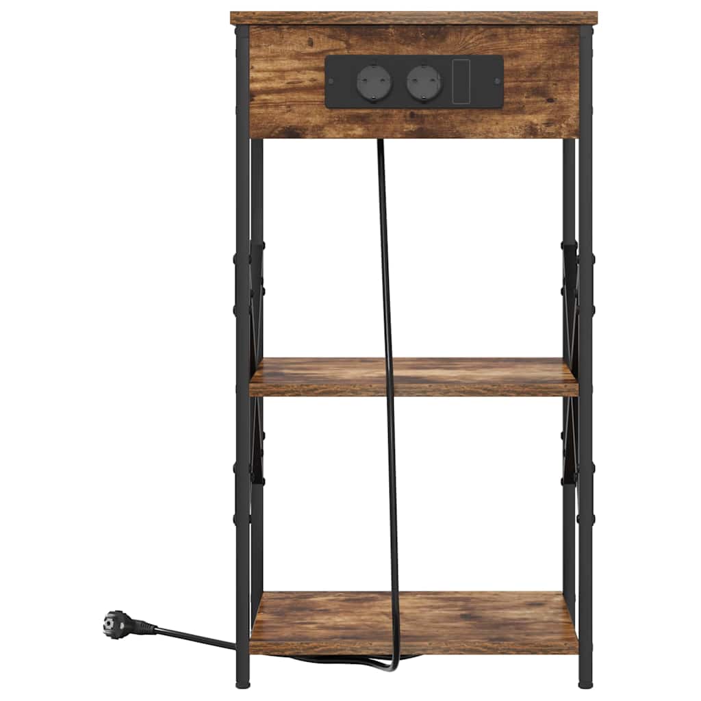 Nattbordskap med hylle Røkt eik 41 x 31 x 76 cm Konstruert tre