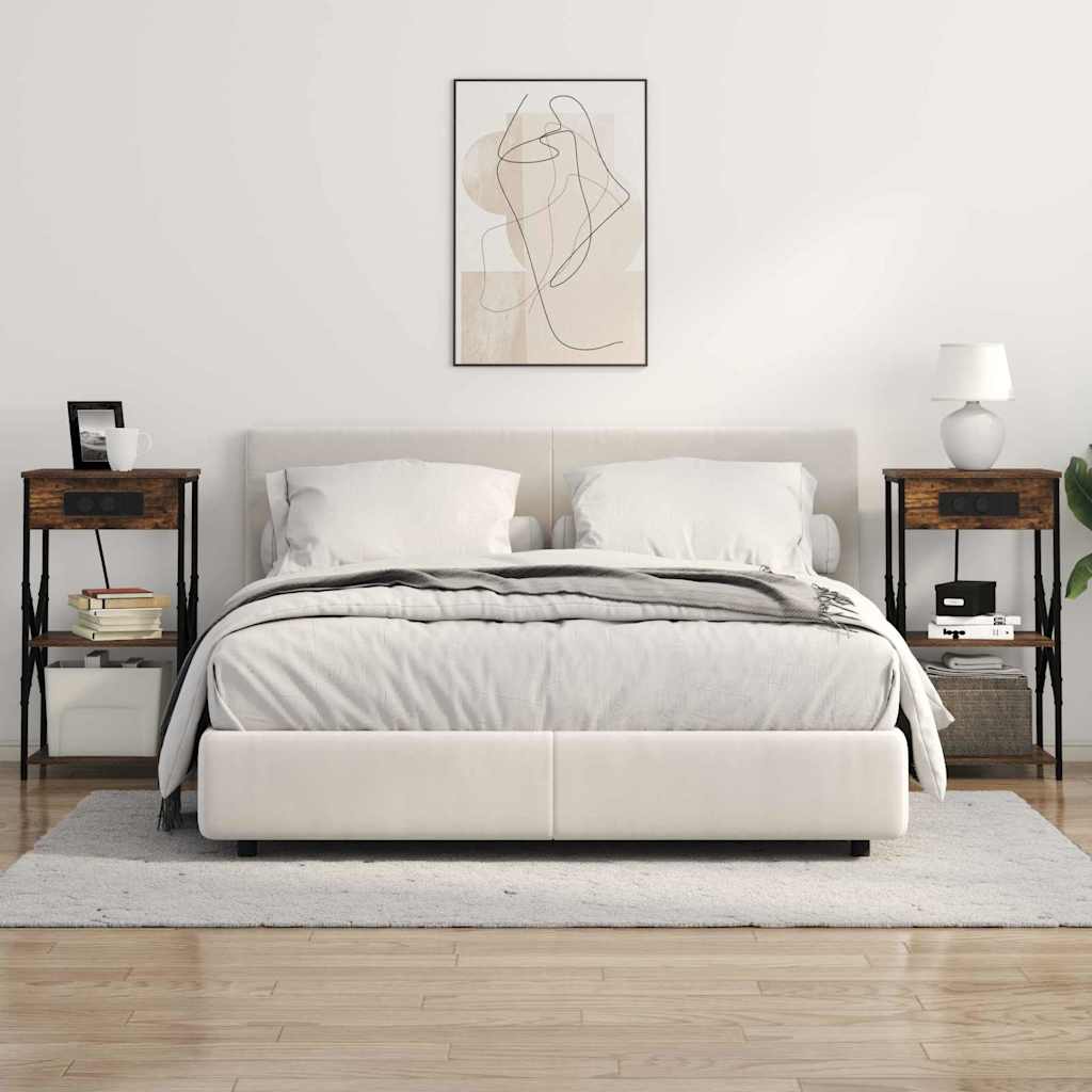 Nattbordskap 2 pcs Røkt eik 41 x 31 x 76 cm Konstruert tre