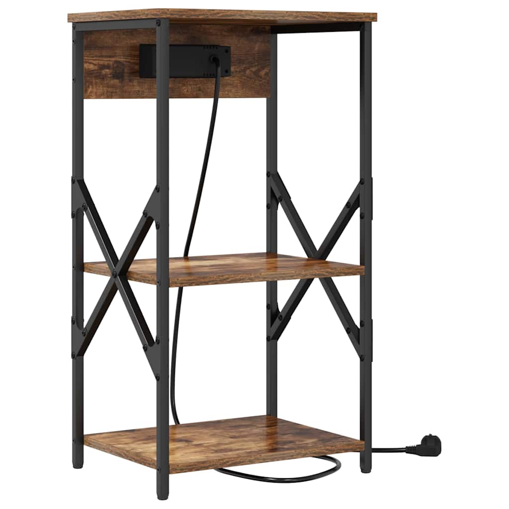 Nattbordskap 2 pcs Røkt eik 41 x 31 x 76 cm Konstruert tre