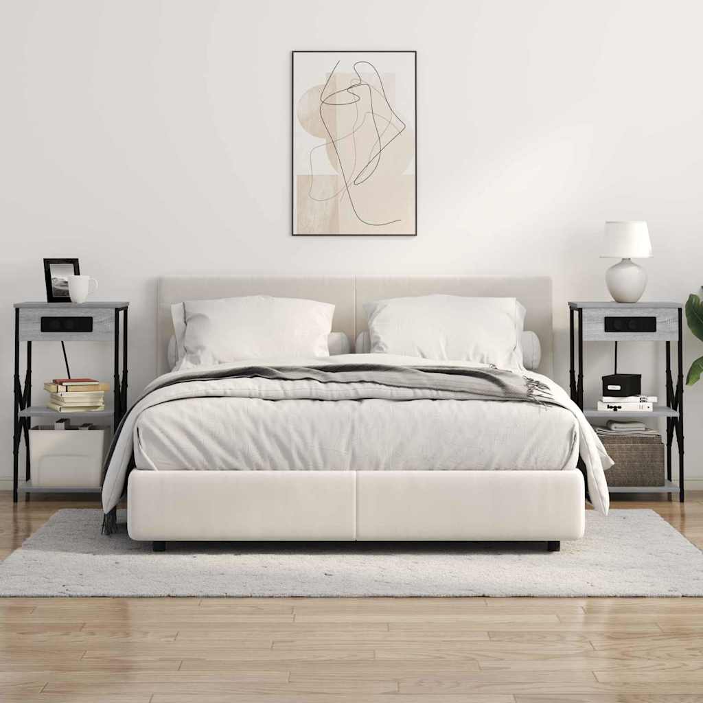 Nattbordskap 2 pcs Grå sonoma 41 x 31 x 76 cm Konstruert tre