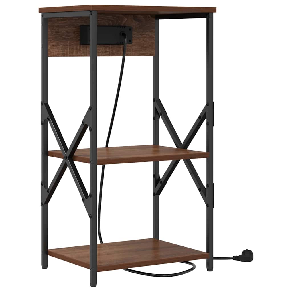 Nattbordskap med hylle brun eik 41 x 31 x 76 cm Konstruert tre