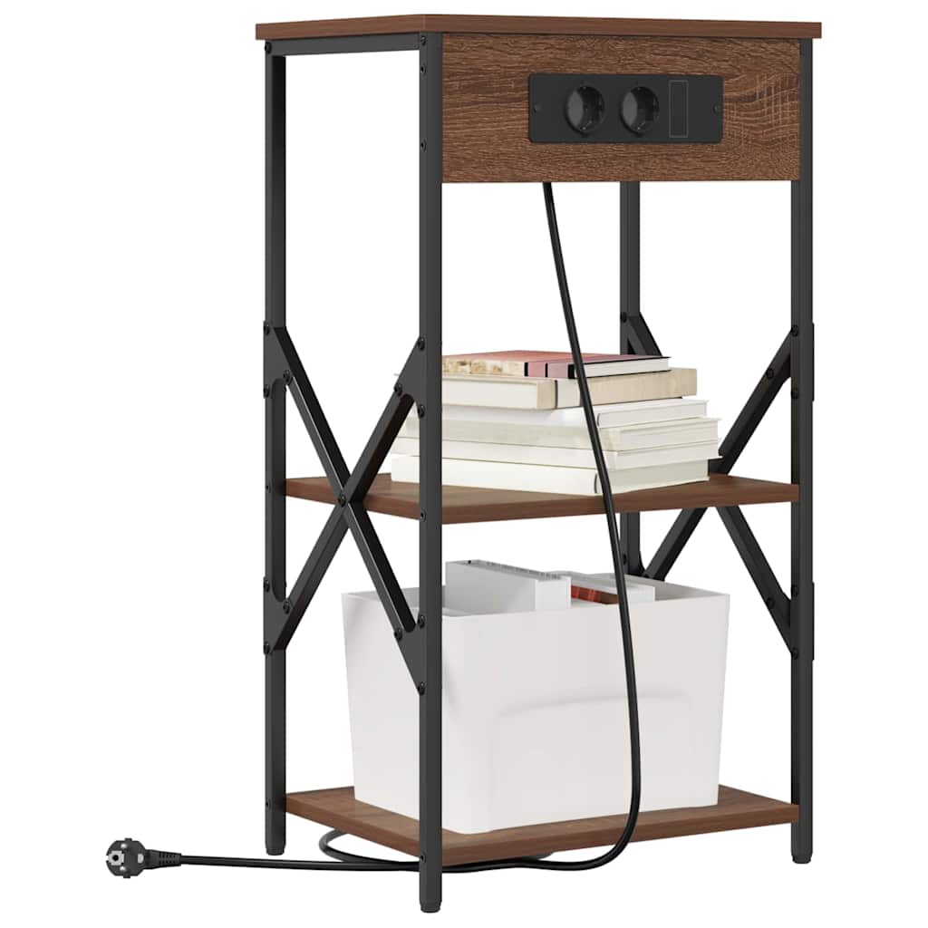 Nattbordskap 2 pcs brun eik 41 x 31 x 76 cm Konstruert tre