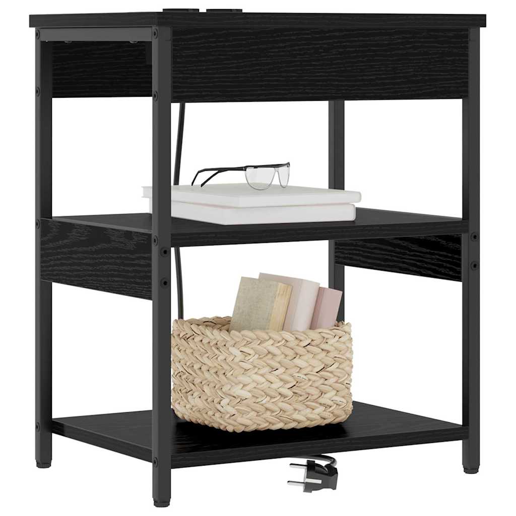 Nattbordskap 2 pcs Svart eik Konstruert tre