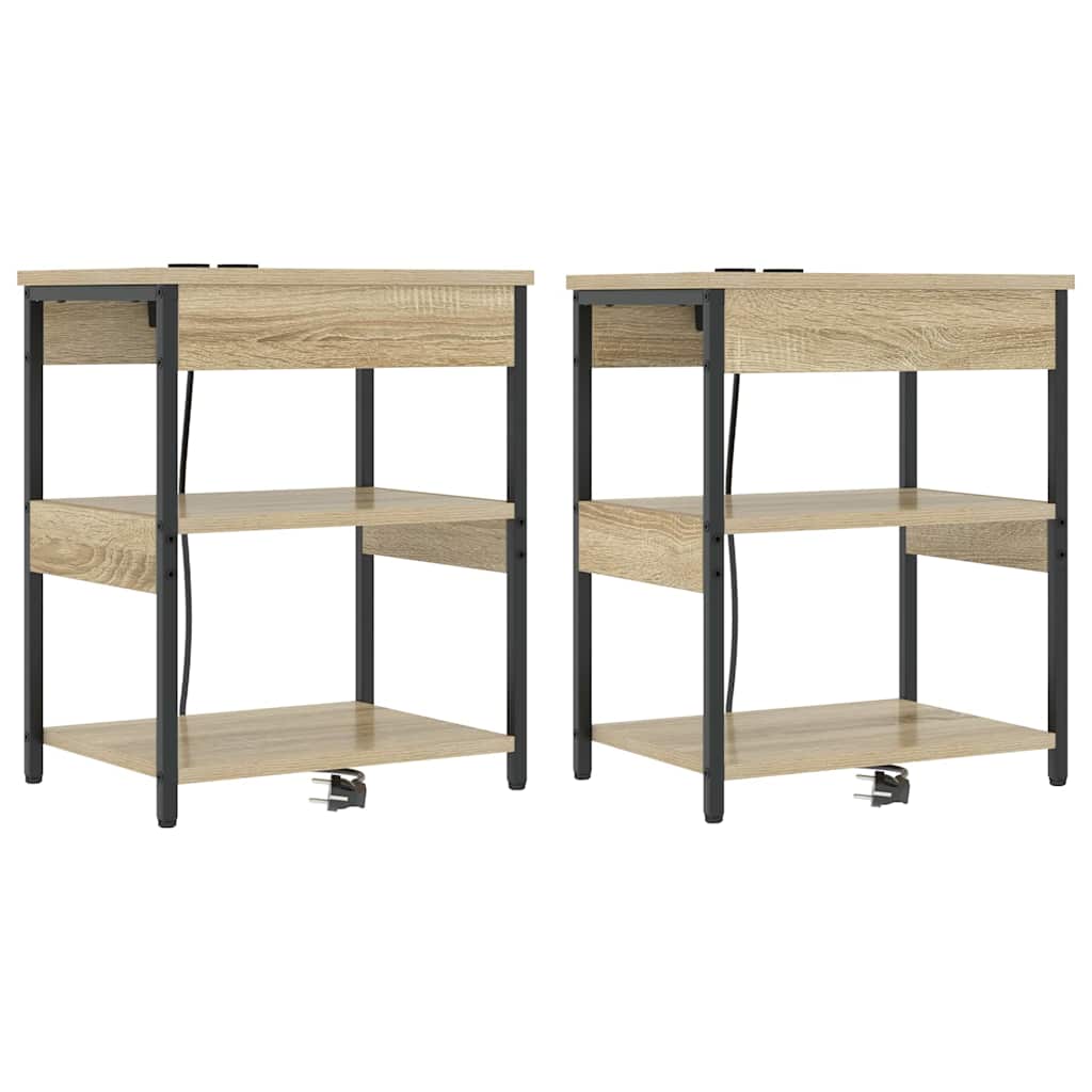 Nattbordskap 2 pcs Sonoma eik 41 x 31 x 51 cm Konstruert tre