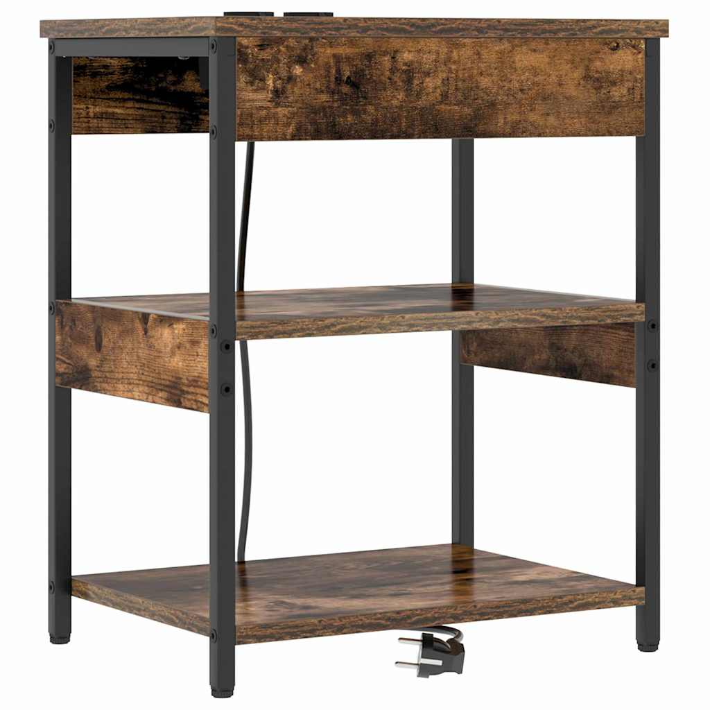 Nattbordskap 2 pcs Røkt eik 41 x 31 x 51 cm Konstruert tre