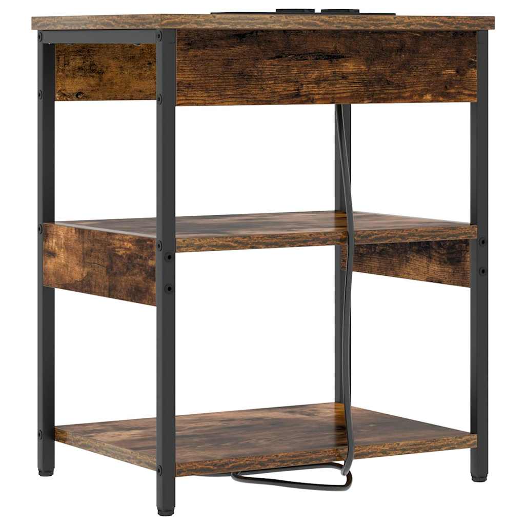 Nattbordskap 2 pcs Røkt eik 41 x 31 x 51 cm Konstruert tre