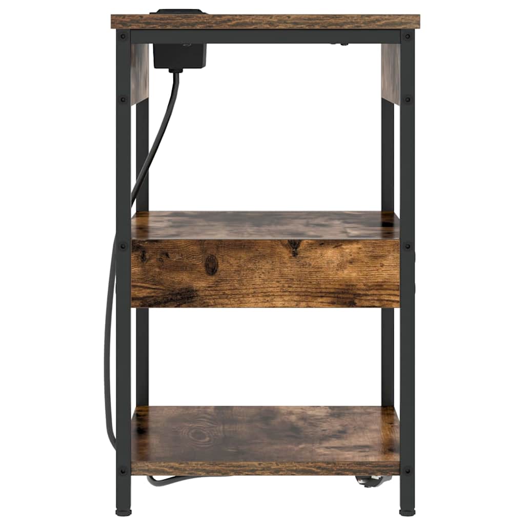 Nattbordskap 2 pcs Røkt eik Konstruert tre