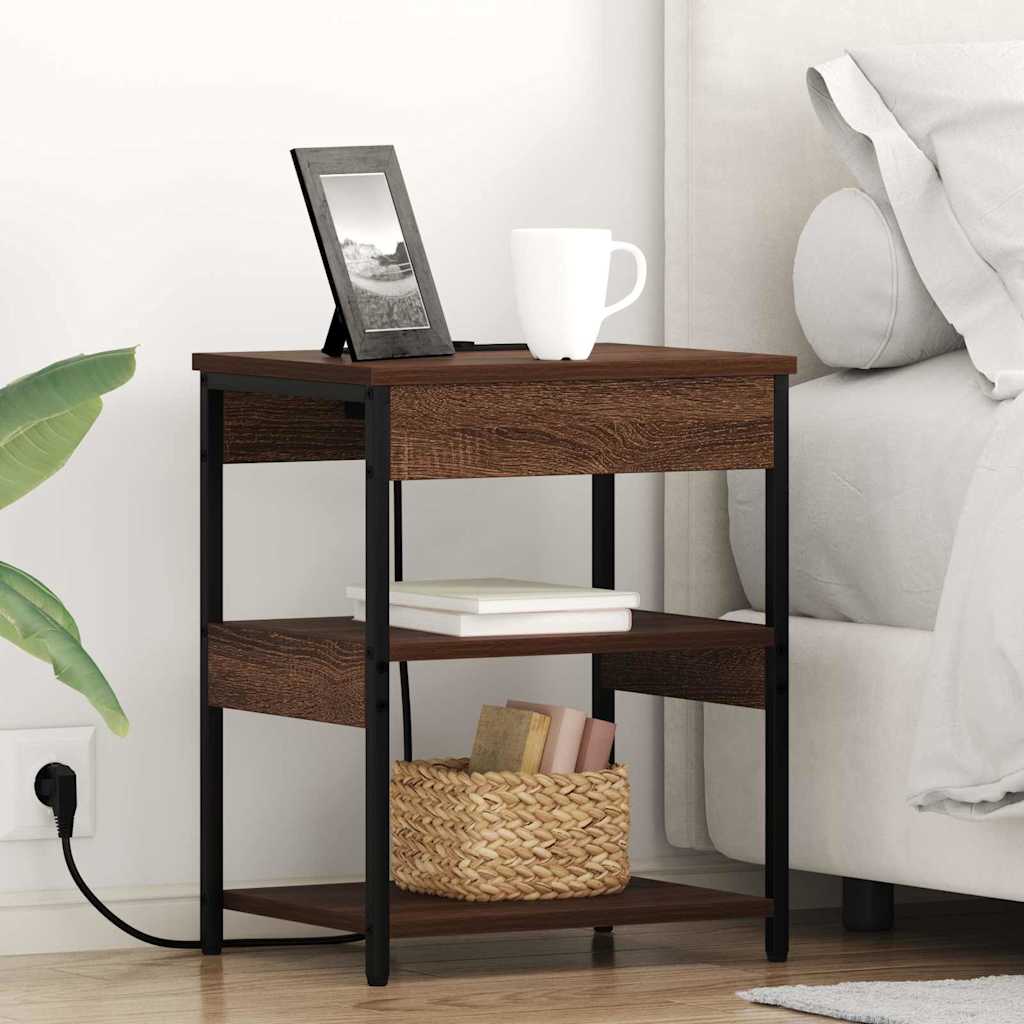 Nattbordskap 2 pcs Brun Eik 41 x 31 x 51 cm Konstruert tre