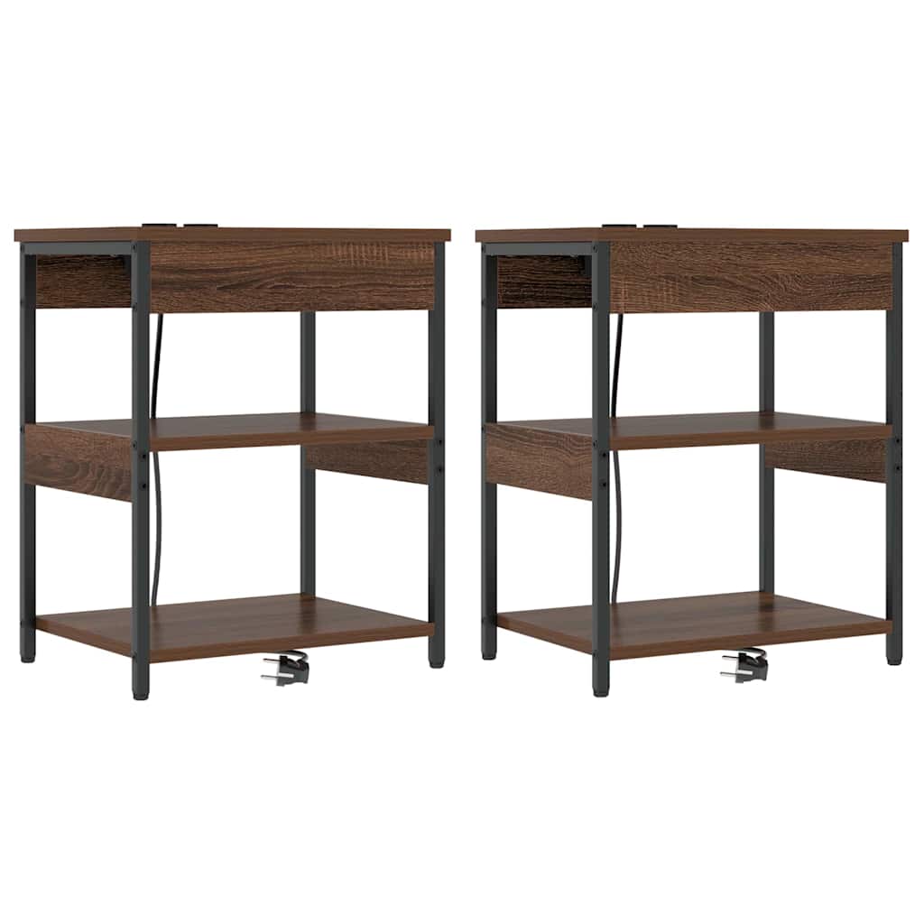 Nattbordskap 2 pcs Brun Eik 41 x 31 x 51 cm Konstruert tre