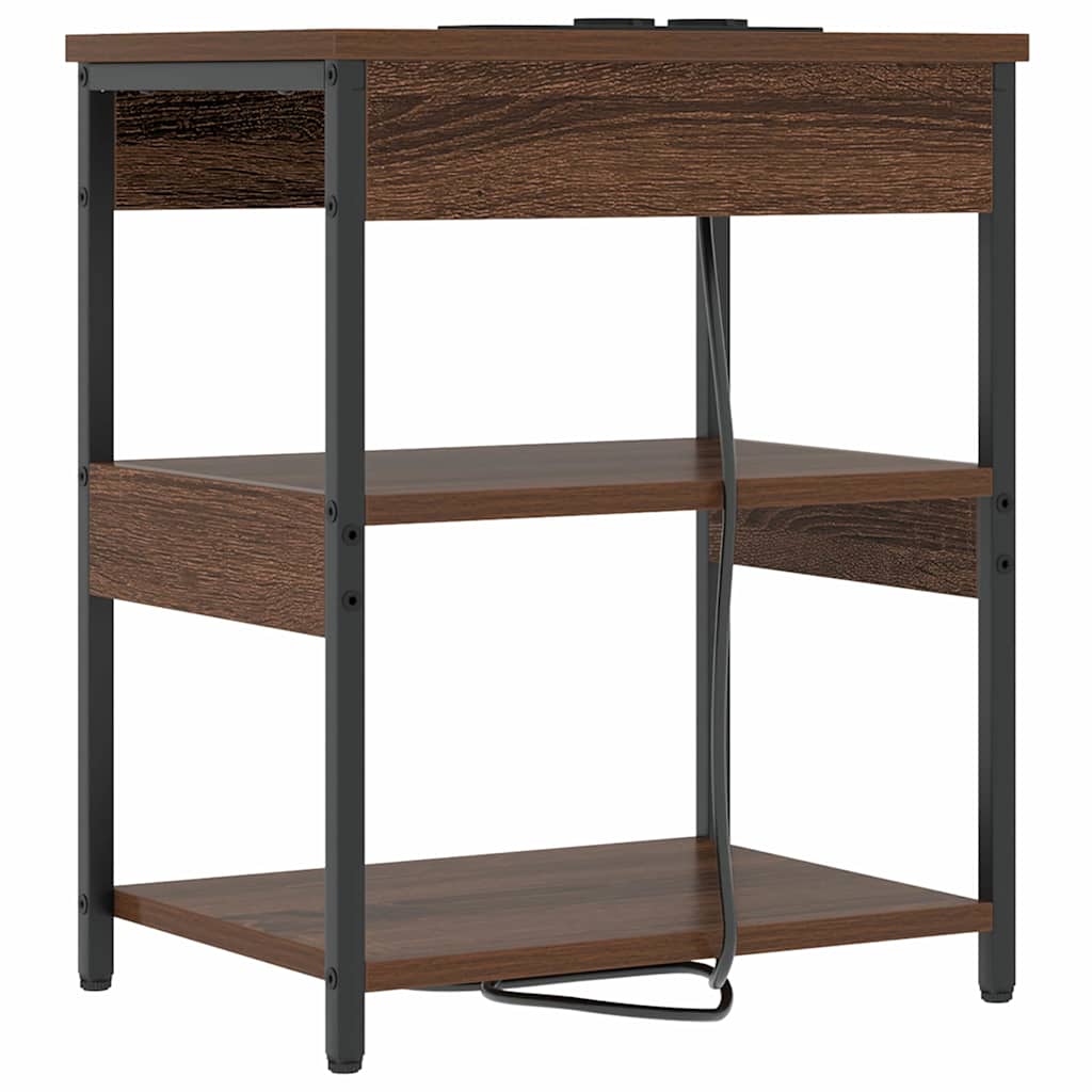 Nattbordskap 2 pcs brun eik Konstruert tre