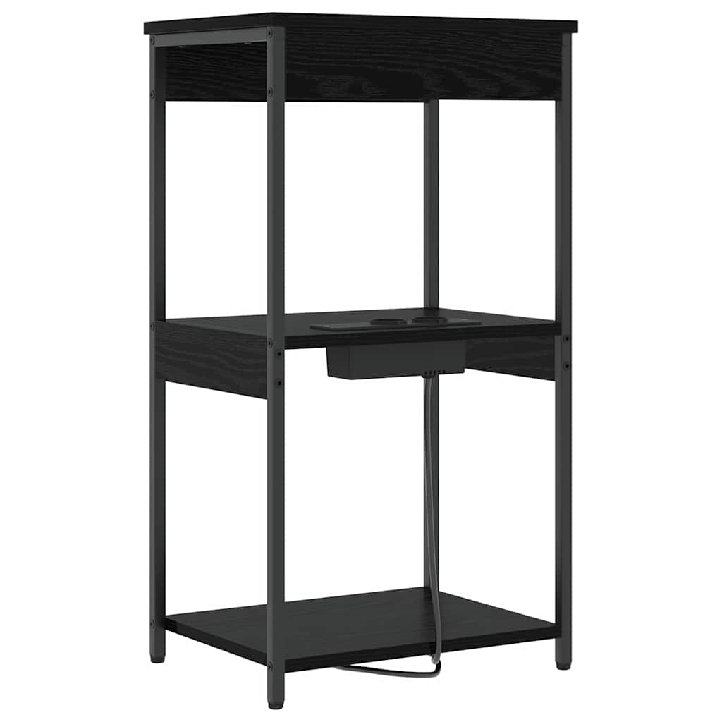 Nattbordskap med hylle Svart Eik 41 x 31 x 76 cm Konstruert tre