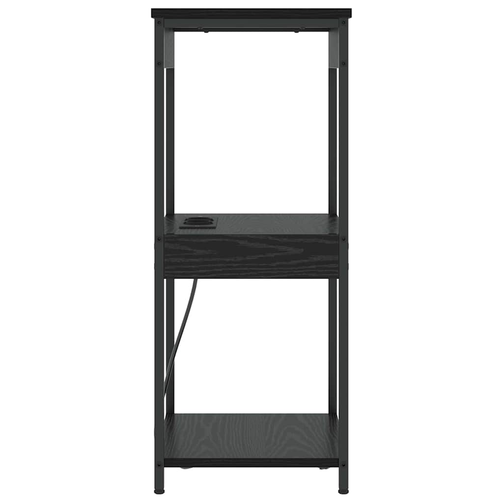 Nattbord med ladestasjon med hylle Svart eik Konstruert tre