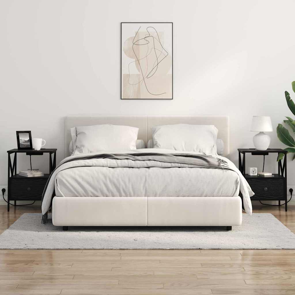 Nattbordskap Svart Eik 41,5 x 40,5 x 55 cm Konstruert tre