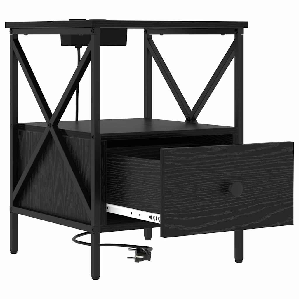 Nattbordskap Svart Eik 41,5 x 40,5 x 55 cm Konstruert tre