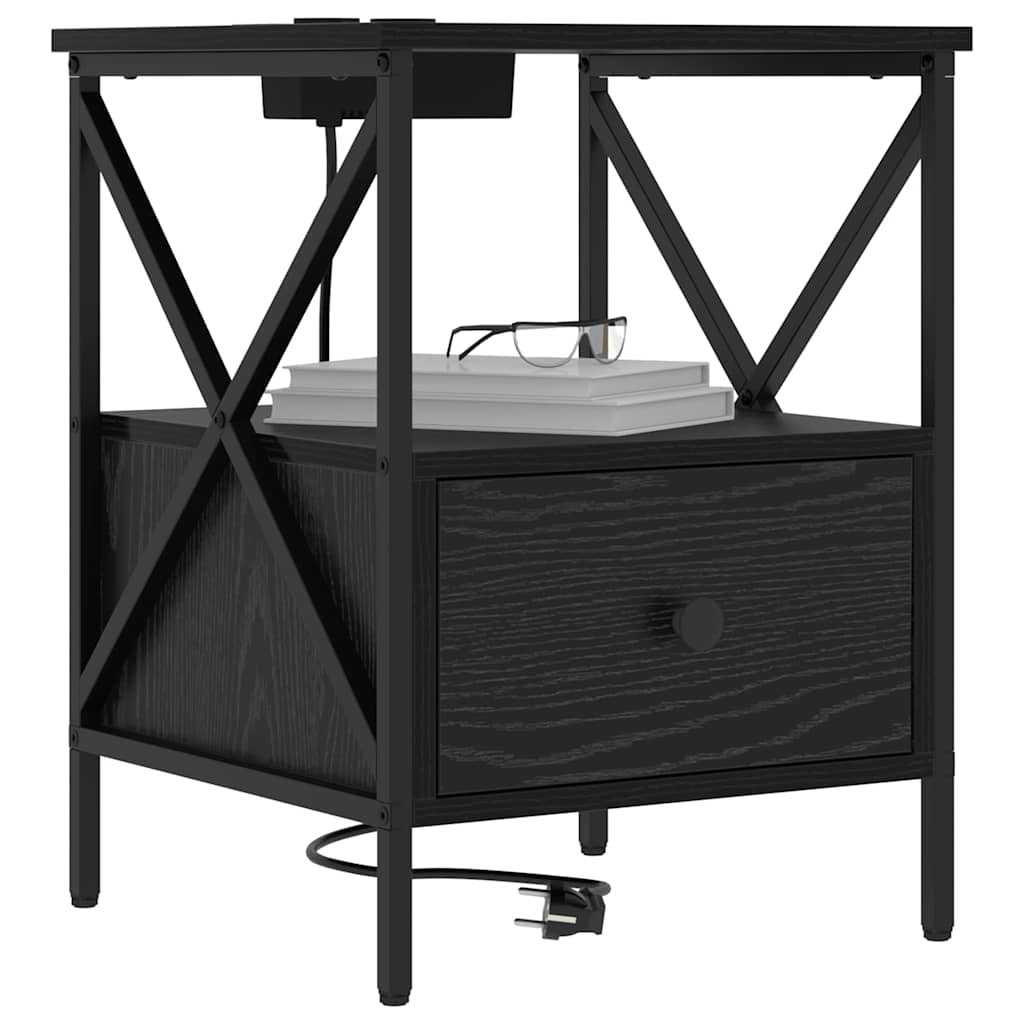 Nattbordskap Svart Eik 41,5 x 40,5 x 55 cm Konstruert tre