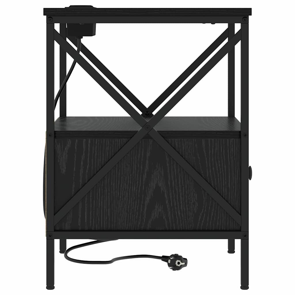 Nattbordskap Svart Eik 41,5 x 40,5 x 55 cm Konstruert tre