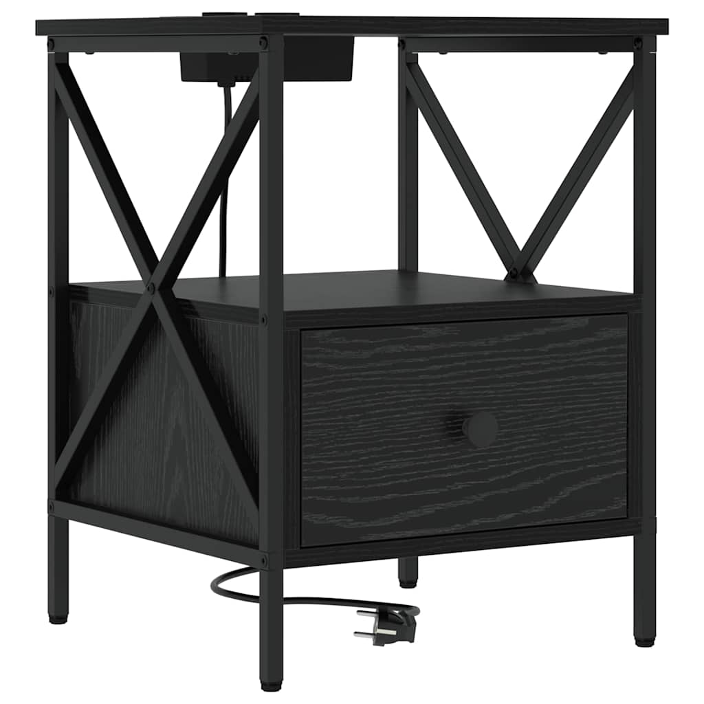 Nattbordskap 2 pcs Svart Eik 41,5 x 40,5 x 55 cm Konstruert tre